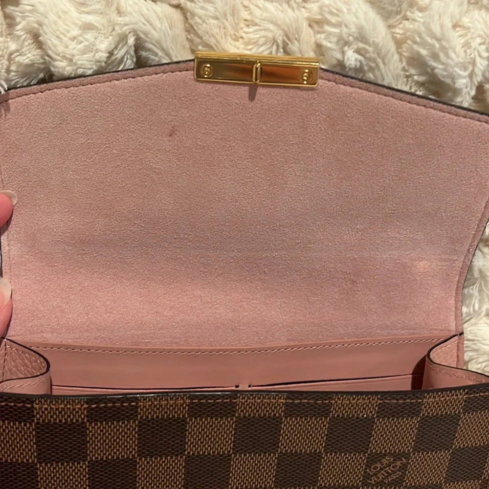 Louis Vuitton Croisette Chain Wallet Crossbody Bag Rose Ballerine Pink i…